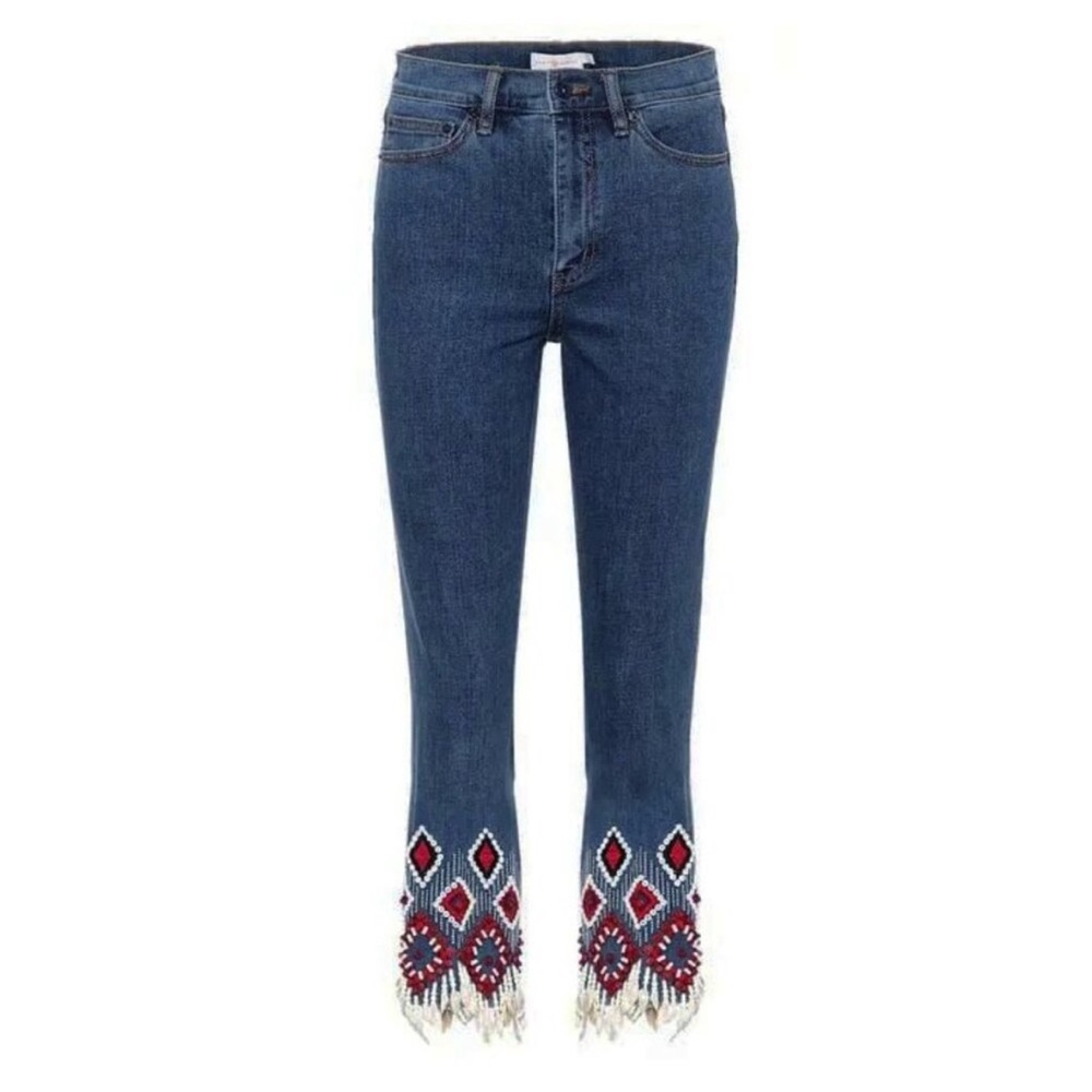 Tory Burch Mia cropped shell jeans - Picture 2 of 5